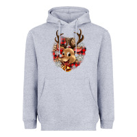 Heather Grey reindeer christmas Heavyweight Hoodie - Zillion Design Studio