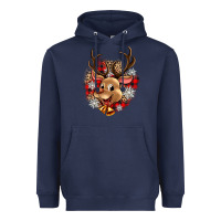 Navy reindeer christmas Heavyweight Hoodie - Zillion Design Studio
