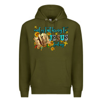 Army Green only talking to jesus today Premium Hoodie - AdoDesignShop