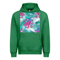 Emerald ocean waves octopus seamless pattern Urban Hoodie - BundleAndBundleShop