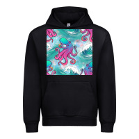 Foreset Green ocean waves octopus seamless pattern Urban Hoodie - BundleAndBundleShop
