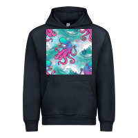Navy ocean waves octopus seamless pattern Urban Hoodie - BundleAndBundleShop