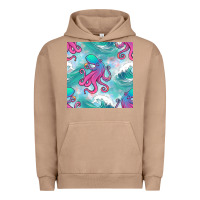 Pigment Burro ocean waves octopus seamless pattern Urban Hoodie - BundleAndBundleShop