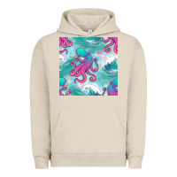 Pigment French Oak ocean waves octopus seamless pattern Urban Hoodie - BundleAndBundleShop