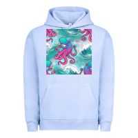 Pigment Grape Ice ocean waves octopus seamless pattern Urban Hoodie - BundleAndBundleShop