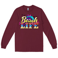 Burgundy beach life Long Sleeve Tee - BarkalooDesign