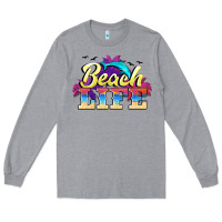 Heather Grey beach life Long Sleeve Tee - BarkalooDesign
