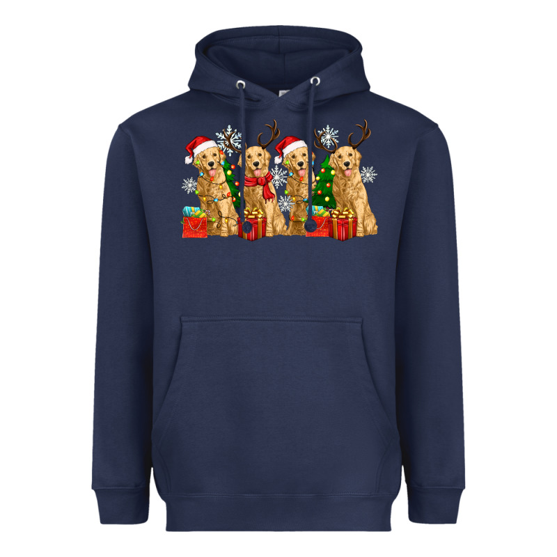 Golden Dogs With Christmas Heavyweight Hoodie by Zillion Design Studio | Teevron