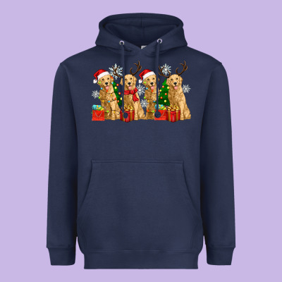 Golden Dogs With Christmas Heavyweight Hoodie Designed By Zillion Design Studio