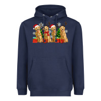 Navy golden dogs with christmas Heavyweight Hoodie - Zillion Design Studio