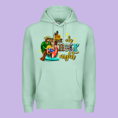 Oh Holy Night With Sunflower And Cross Premium Hoodie Designed By Adodesignshop
