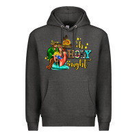 Charcoal Heather oh holy night with sunflower and cross Premium Hoodie - AdoDesignShop