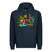 Navy oh holy night with sunflower and cross Premium Hoodie - AdoDesignShop