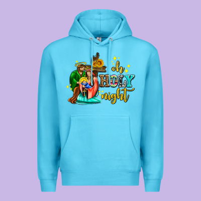 Oh Holy Night With Sunflower And Cross Premium Hoodie Designed By Adodesignshop