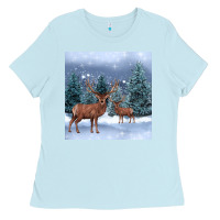 Baby Blue winter deer Ladies Tee - BarkalooDesign