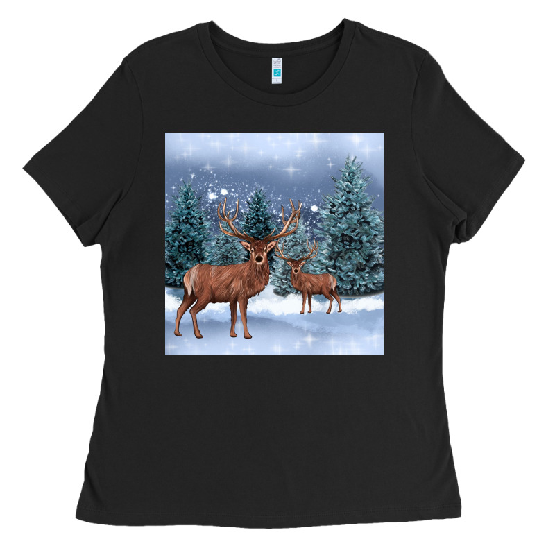 Winter Deer Ladies Tee by BarkalooDesign | Teevron