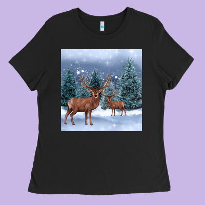 Winter Deer Ladies Tee Designed By Barkaloodesign