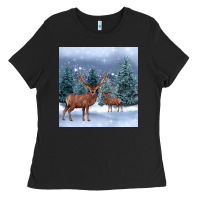 Black winter deer Ladies Tee - BarkalooDesign