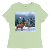 Matcha winter deer Ladies Tee - BarkalooDesign
