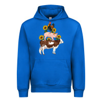 Cobalt western farm life cow pig rooster with sunflowers Urban Hoodie - Artiststas