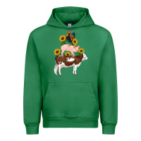 Emerald western farm life cow pig rooster with sunflowers Urban Hoodie - Artiststas