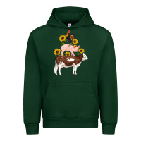 Forest Green western farm life cow pig rooster with sunflowers Urban Hoodie - Artiststas