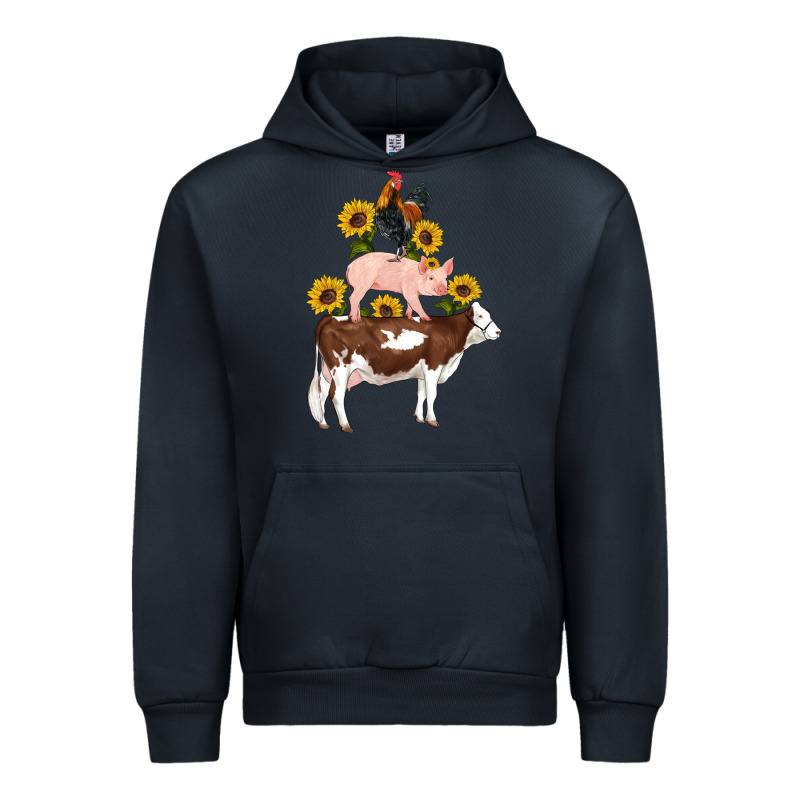 Western Farm Life Cow Pig Rooster With Sunflowers Urban Hoodie by Artiststas | Teevron