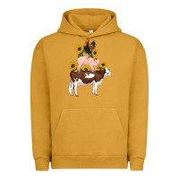 Pigment Peanut Butter western farm life cow pig rooster with sunflowers Urban Hoodie - Artiststas