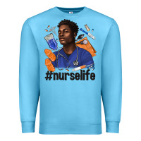Ocean Blue afro man nurse life Premium Sweatshirt - texasbilliewilder
