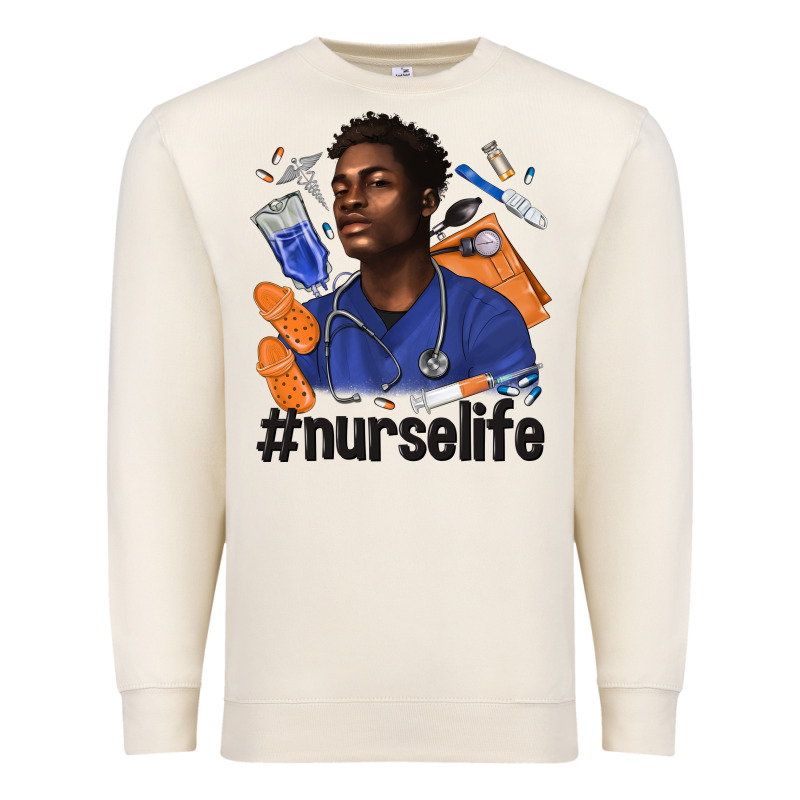 Afro Man Nurse Life Premium Sweatshirt by texasbilliewilder | Teevron
