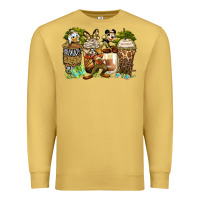 Antique Gold safari cartoon characters coffee cups Premium Sweatshirt - Zillion Design Studio