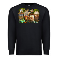 Black safari cartoon characters coffee cups Premium Sweatshirt - Zillion Design Studio
