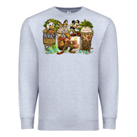 Heather Grey safari cartoon characters coffee cups Premium Sweatshirt - Zillion Design Studio