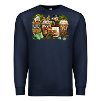 Navy safari cartoon characters coffee cups Premium Sweatshirt - Zillion Design Studio