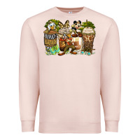 Pale Pink safari cartoon characters coffee cups Premium Sweatshirt - Zillion Design Studio