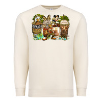 Sandshell safari cartoon characters coffee cups Premium Sweatshirt - Zillion Design Studio