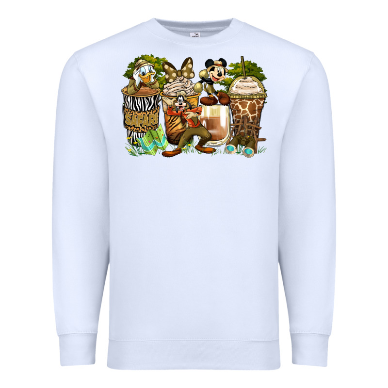 Safari Cartoon Characters Coffee Cups Premium Sweatshirt by Zillion Design Studio | Teevron