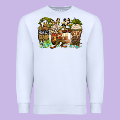 Safari Cartoon Characters Coffee Cups Premium Sweatshirt Designed By Zillion Design Studio