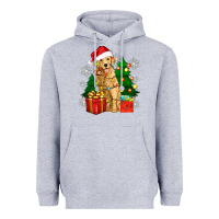 Heather Grey christmas golden dog Heavyweight Hoodie - Zillion Design Studio