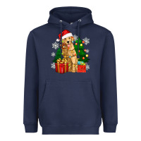Navy christmas golden dog Heavyweight Hoodie - Zillion Design Studio