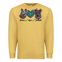 Antique Gold peace love pitbull Premium Sweatshirt - RanaPortraitStore