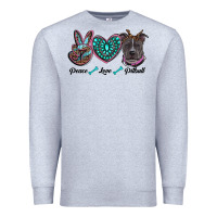 Heather Grey peace love pitbull Premium Sweatshirt - RanaPortraitStore