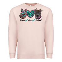 Pale Pink peace love pitbull Premium Sweatshirt - RanaPortraitStore