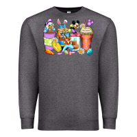 Charcoal Heather easter cartoon characters coffee cups Premium Sweatshirt - Zillion Design Studio