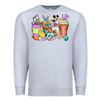 Heather Grey easter cartoon characters coffee cups Premium Sweatshirt - Zillion Design Studio