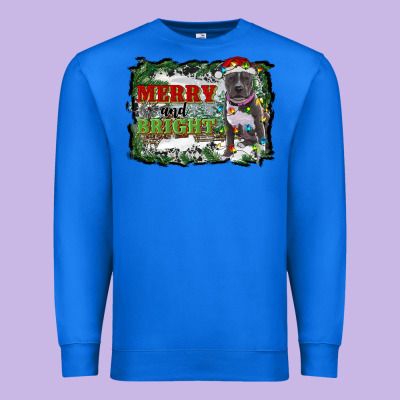 Merry And Bright Pitbull With Farm Premium Sweatshirt Designed By Ranaportraitstore