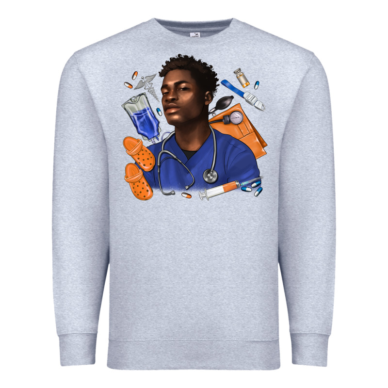 Afro Man Nurse Premium Sweatshirt by texasbilliewilder | Teevron