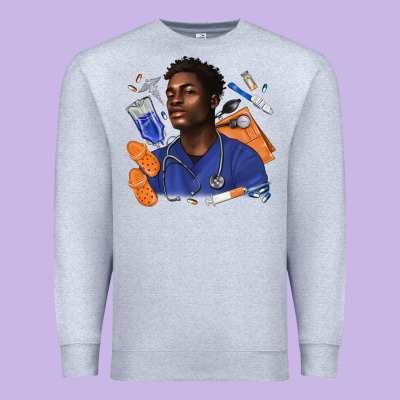 Afro Man Nurse Premium Sweatshirt Designed By Texasbilliewilder