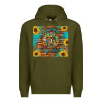 Army Green i hate everyone but coffee helps western skeleton coffee sunflowers Premium Hoodie - Artiststas