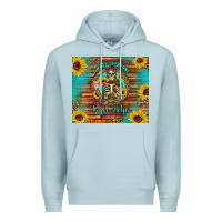 Blue Mist i hate everyone but coffee helps western skeleton coffee sunflowers Premium Hoodie - Artiststas
